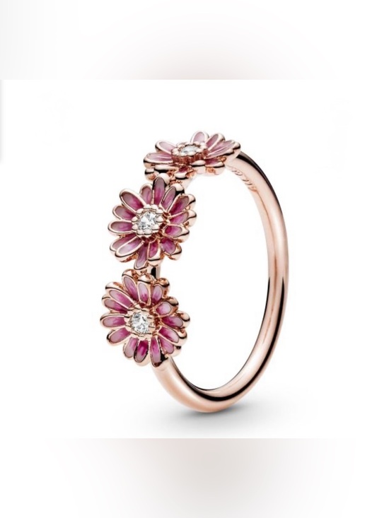 Pandora Jewelry - Pandora Pink Daisy Flower Trio Ring, Rose Gold-Plated